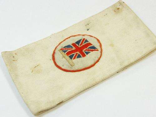 White armband with Union Jack flag - possibly Royal Navy - as per photo
