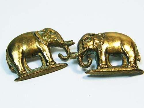 Pair of Connaught Rangers elephant collar badges - as per photo