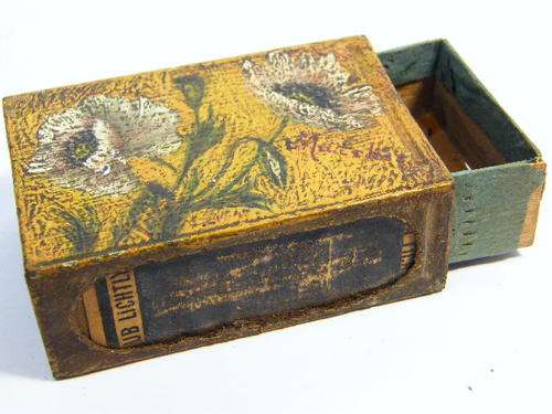 Antique metal matchbox holder - as per photo