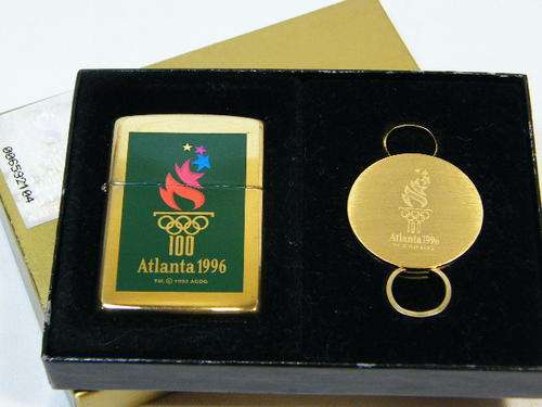 Original Zippo with Olympic games 1996 Atlanta logo in box with key holder - as per photo