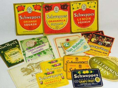 Lot of 17 vintage beverage labels - as per photo