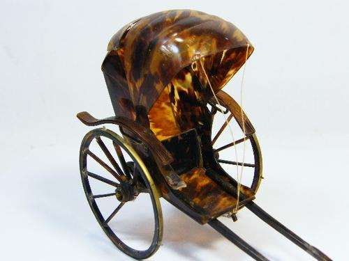 Antique horse cart made of tortoise shell - some damage - handmade - as per photo