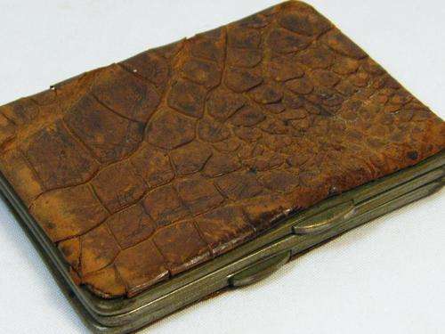 Vintage leather card wallet with writing block & pencil sharpener piece - as per photo