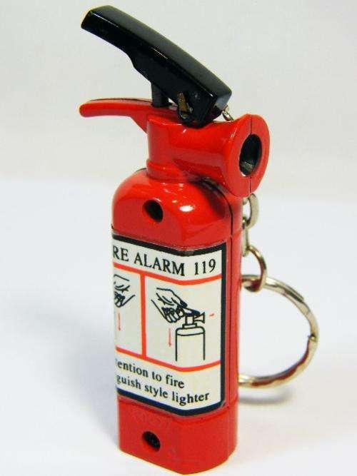 Fire alarm shaped pocket lighter with keyring - as per photo