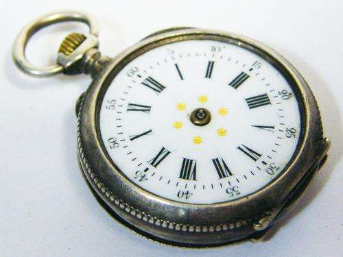 Antique silver ladies pocket watch - not working & needs glass & hands - as per photo