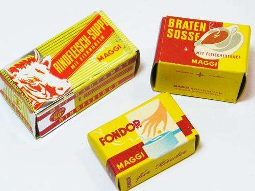 Lot of 3 vintage maggi products salesman sample boxes - as per photo