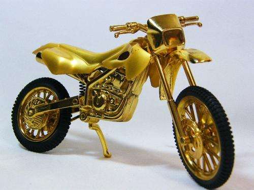 Vintage golden diecast off road motorcycle electric piezo table lighter - not working - as per photo