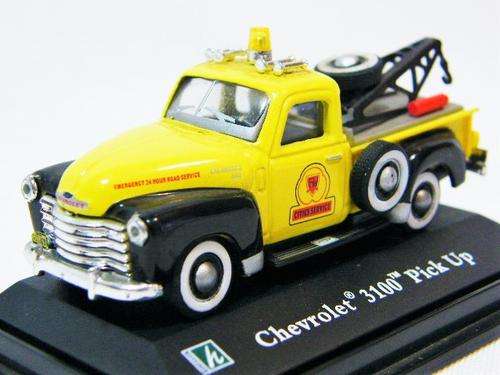 Miniature Chevrolet 3100 pick up Cities Service tow truck on stand - as per photo