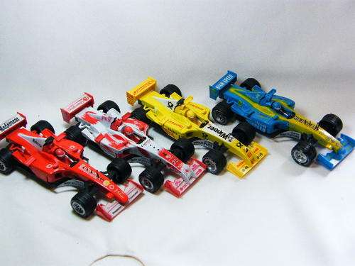 Lot of 4 Formula  racing car models -battery operated to make sounds -not working  diecast & plastic
