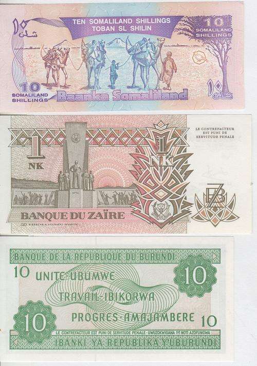 Lot of 10 uncirculated African banknotes - as per photo