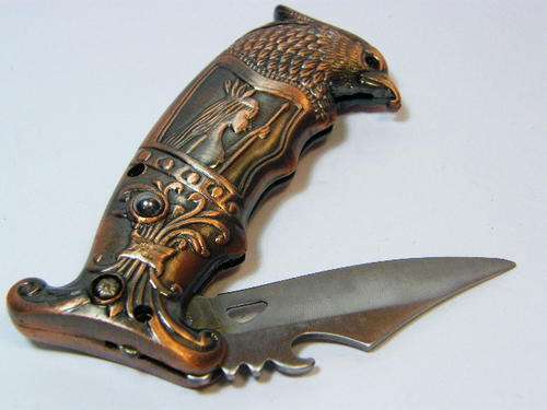 Indian themed pocket knife electric piezo lighter - working - as per photo