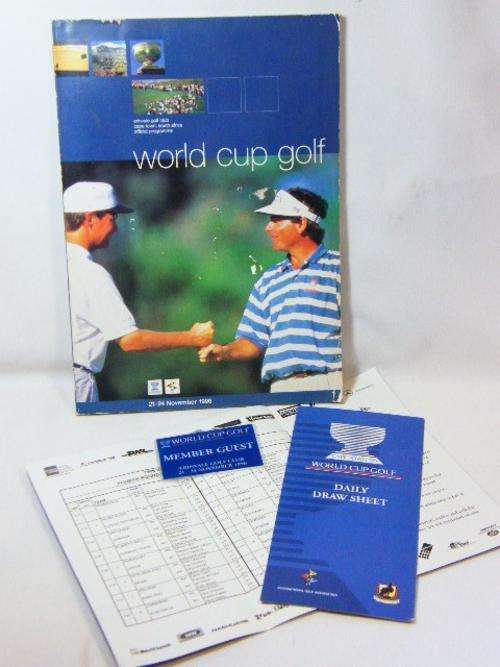 1996 World Cup Golf Erinvale golf club official programme with 2 daily draw sheets & guest card