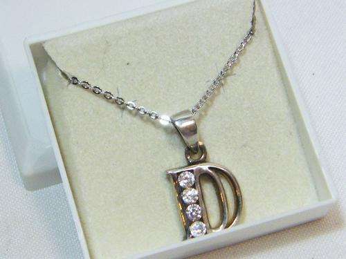 Fashion necklace with sterling silver letter ` D ` pendant - as per photo