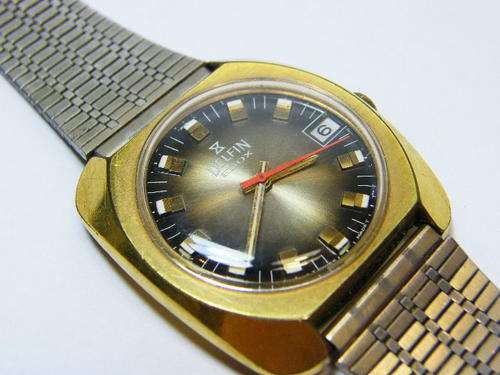 Vintage Delfin Edox manual wind mens watch - working - crown worn - as per photo