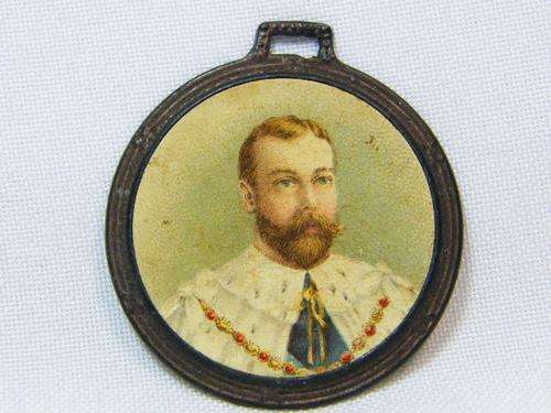 King George V coronation pendant with paper picture - as per photo