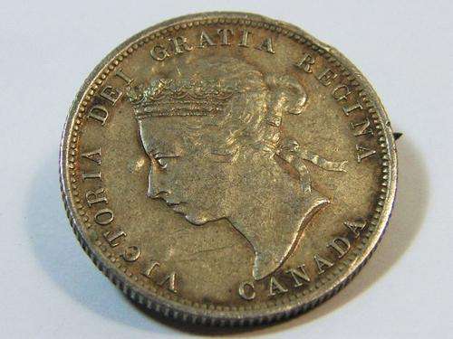 1900 Canada 25 cents coin brooch - as per photo