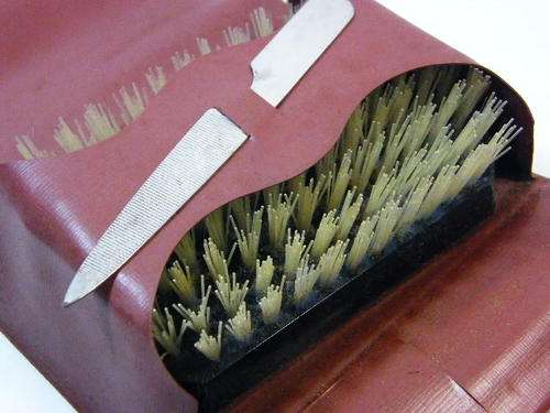 Vintage mens grooming kit with brush, mirror & nail tool - BIGBIGSALE