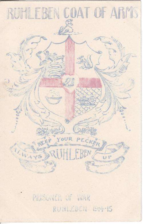 WW1 prisoner of war Ruhleben camp of arms postcard 1914-15 - as per photo