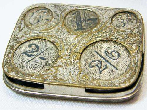 Victorian coin holder for silver coins - 3d to half crown