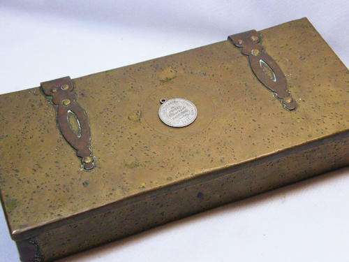 WW1 Prisoner of War brass box with 3rd prize medallion to F. Buresch in Fort Napier Maritzburg