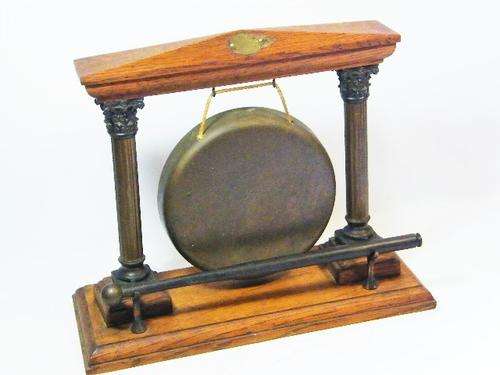 Vintage wood & brass dinner gong - as per photo