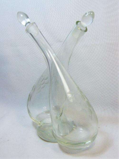 Vintage cut-glass vinegar and oil decanter - as per photo