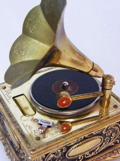 Vintage phonograph table lighter with wind-up tune - as per photo