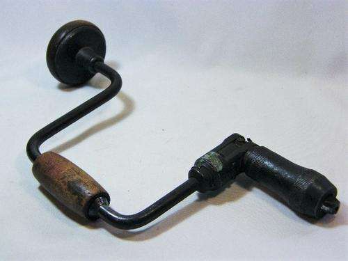 Antique hand brace drill with wooden handles - Millers Falls Co. - as per photo
