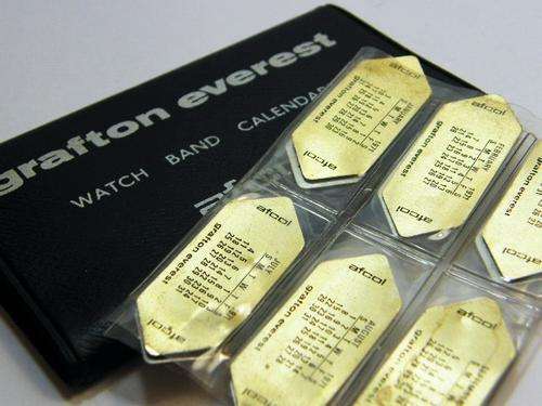 Vintage set of Graftar Everest 1971 Metal watch band calenders in booklet - as per photo