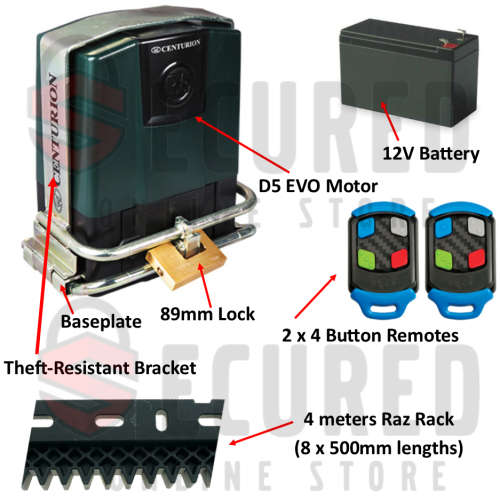 Centurion D5 EVO Slide Gate Motor Ultimate Kit (Free Shipping to your door)