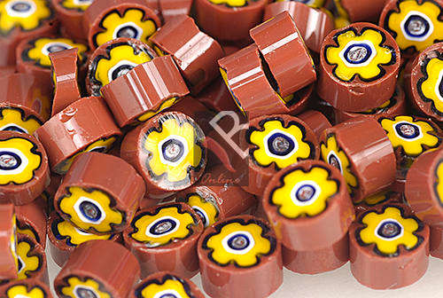 Murano Milefiori - Brown, Yellow & Black Glass- LIMITED STOCK