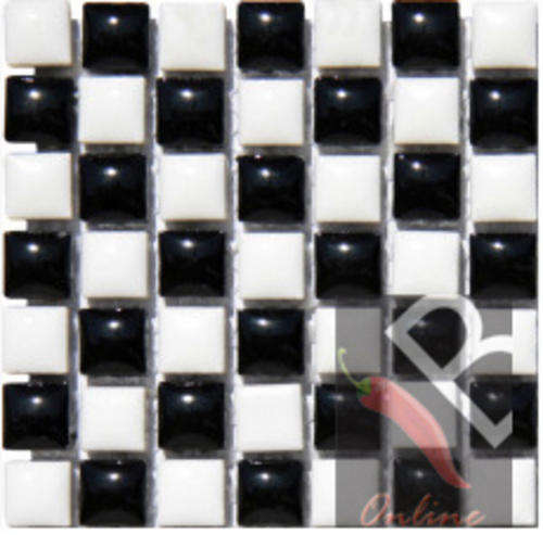 Porcelain mosaic checkered black and white