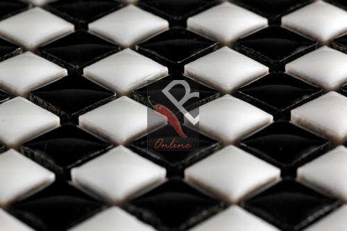 Porcelain mosaic checkered black and white