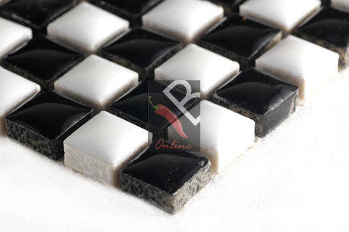 Porcelain mosaic checkered black and white