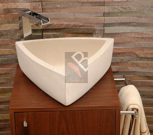 Bermuda Marble and Stone Free Standing Triangular Basin