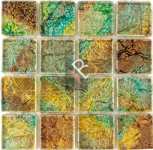Gold Leaf Glass Mosaic Green Chillib Craft