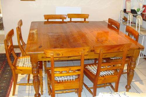 Oregon pine diningroom table with matching side board table