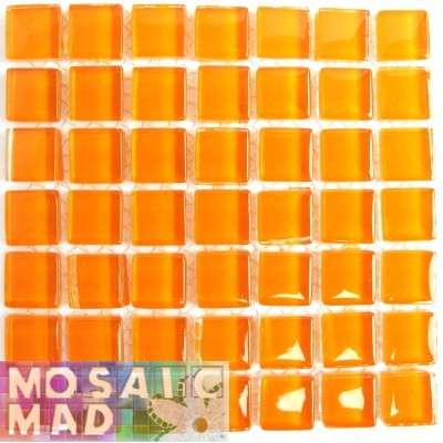 Crystal Glass Mini Mosaic Tiles 12mm x 12 mm- ORANGE