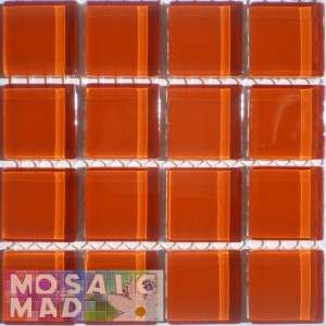 Crystal Glass Mosaic Tiles 23mm x 23mm- RUST (Burnt Orange)