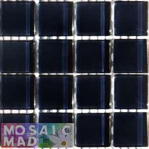Crystal Glass Mosaic Tiles 23mm x 23mm- MIDNIGHT BLUE