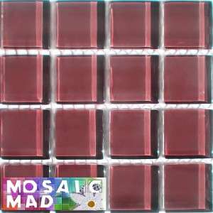 Crystal Glass Mosaic Tiles 23mm x 23mm- DEEP ROSE (Dusty Pink)