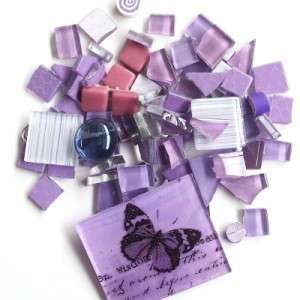mosaic, tiles, mixed media, lilac