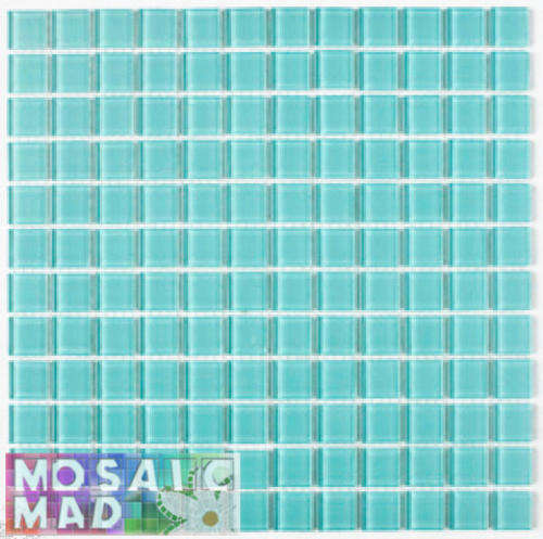 Crystal Glass Mosaic Tiles 23mm x 23mm- TURQUOISE Full Sheet