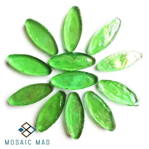 Glass Nuggets - GREEN PETALS (12)