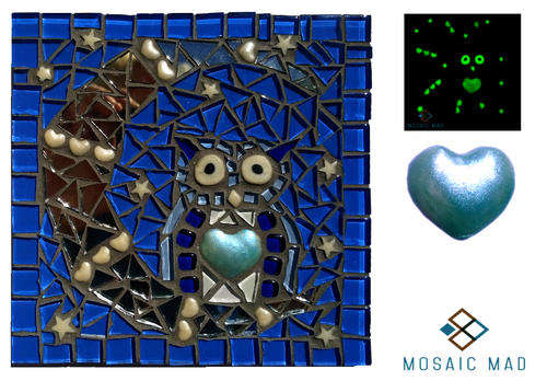 GLOW IN THE DARK MOON OWL - Blue Heart. DIY kit