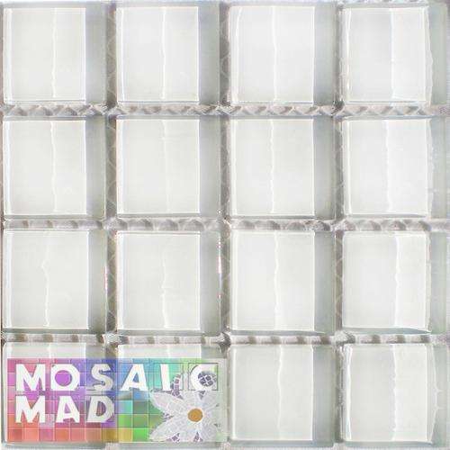 Crystal Glass Mosaic Tiles 23mm x 23mm- WHITE