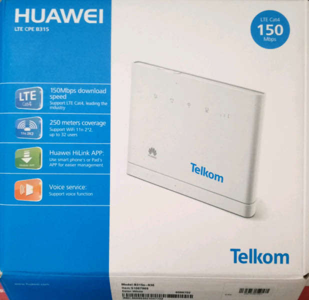 NEW Huawei B315 - 150Mbps 4G LTE (Cat4) Wi-Fi Modem Router for Home or Office