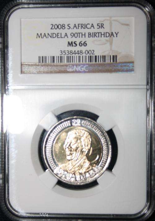 2008 Mandela 90th Birthday R5 - NGC Graded - MS66 - R1 START