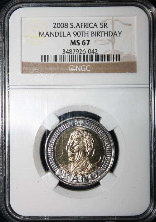 2008 Mandela 90th Birthday R5 - NGC Graded - MS67 - R1 START