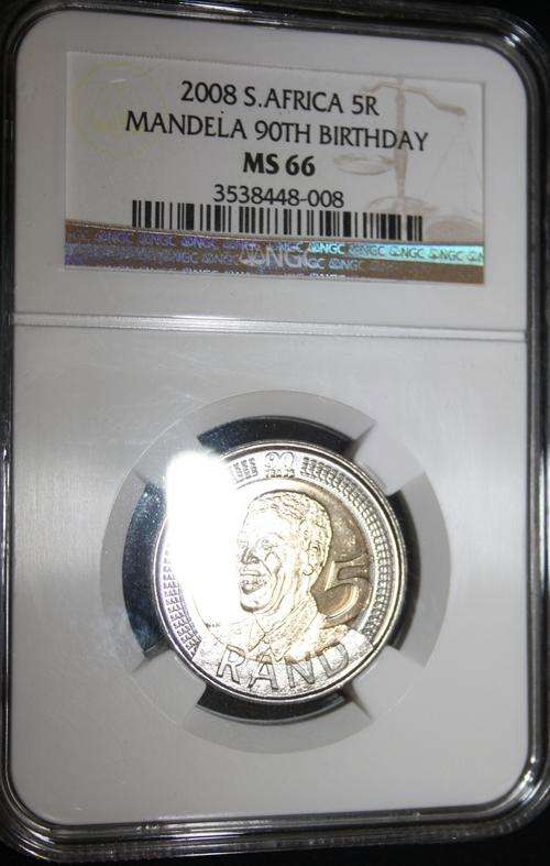 2008 Mandela 90th Birthday R5 - NGC Graded - MS66 - R1 START